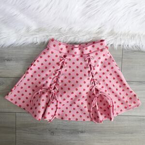 Hot Topic Strawberry Lace-Up Skirt Emo Scene Queen Mall Dopamine Twee Kidcore